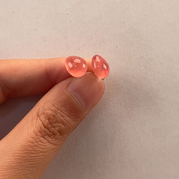 菱锰矿（红纹石）耳饰18K金镶嵌幸**宝