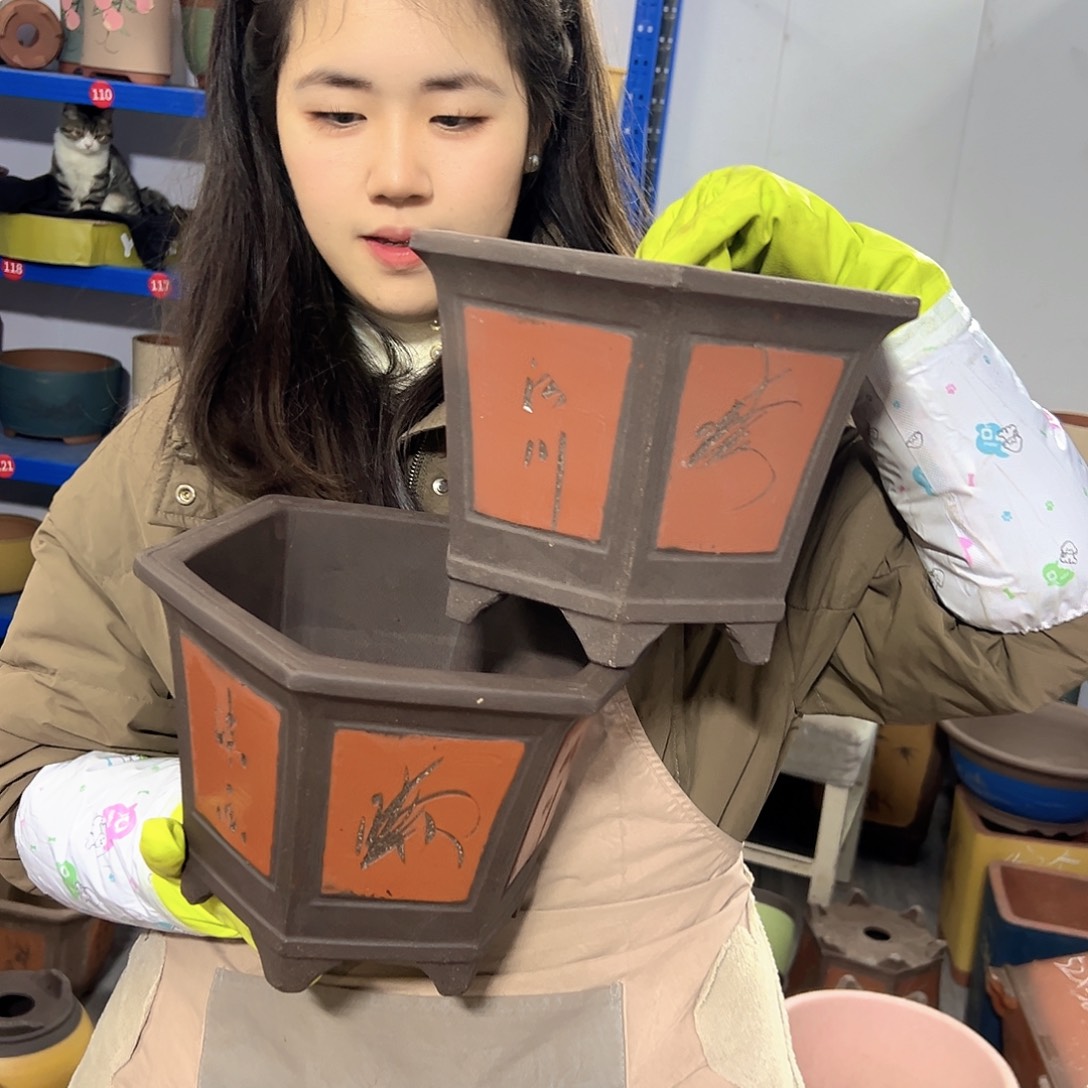 25+25红六方花盆花盆花盆