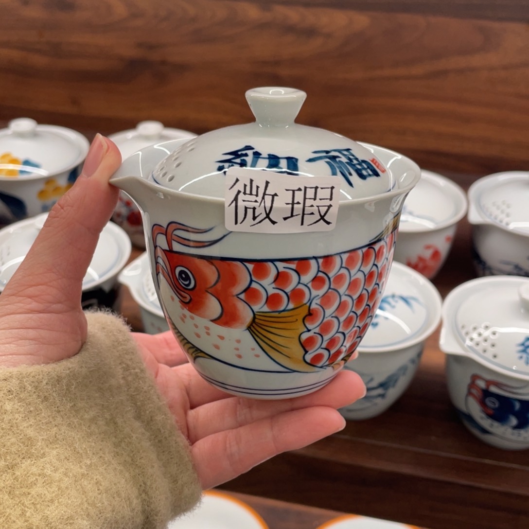 微瑕釉下彩纯手绘