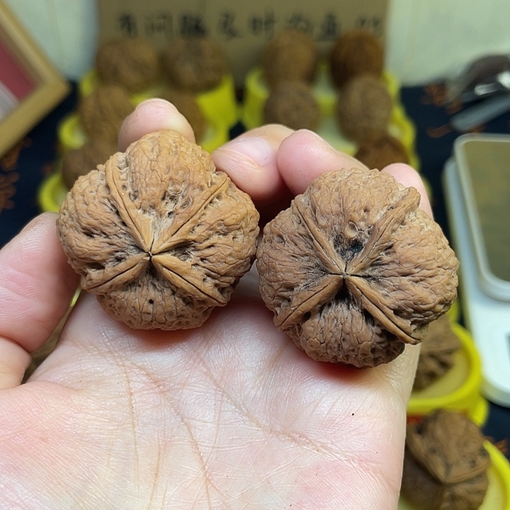 文玩核桃把件46、四棱39