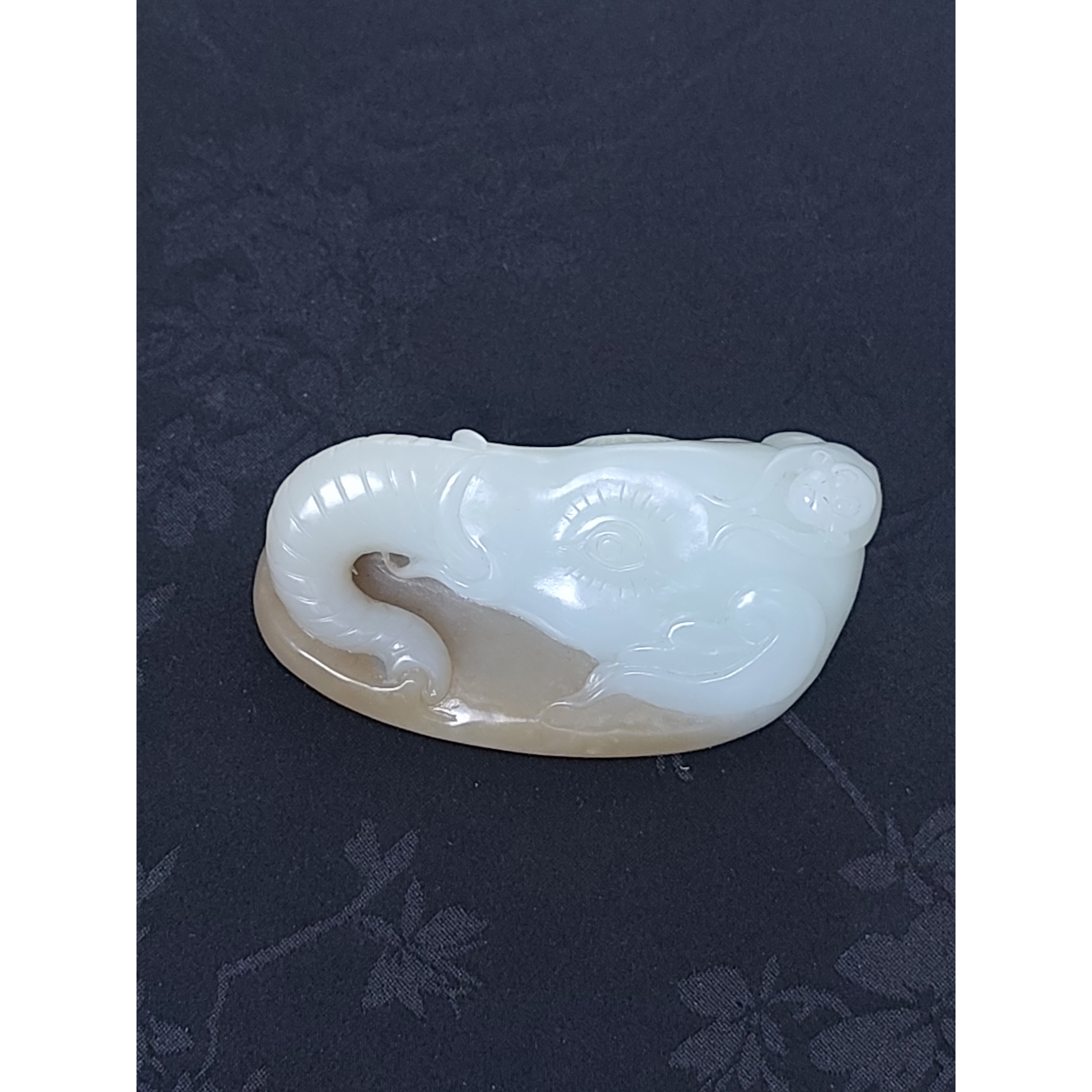  BJ001 和田玉白玉大象手把件75X39X33mm