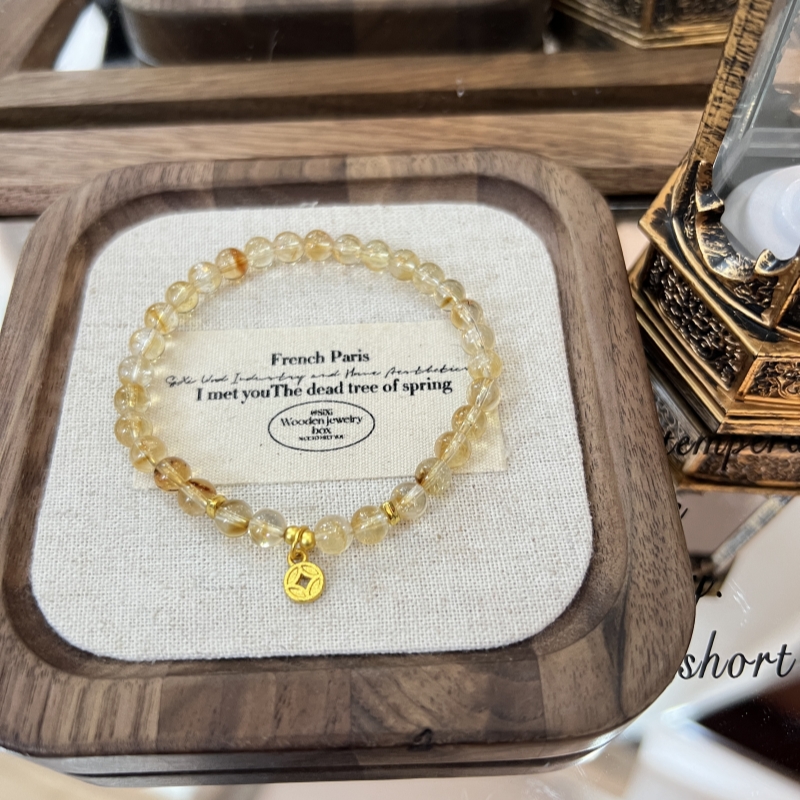 【小铜钱】天然水晶手串黄水晶黄塔晶手链原创小众设计新品爆款手饰