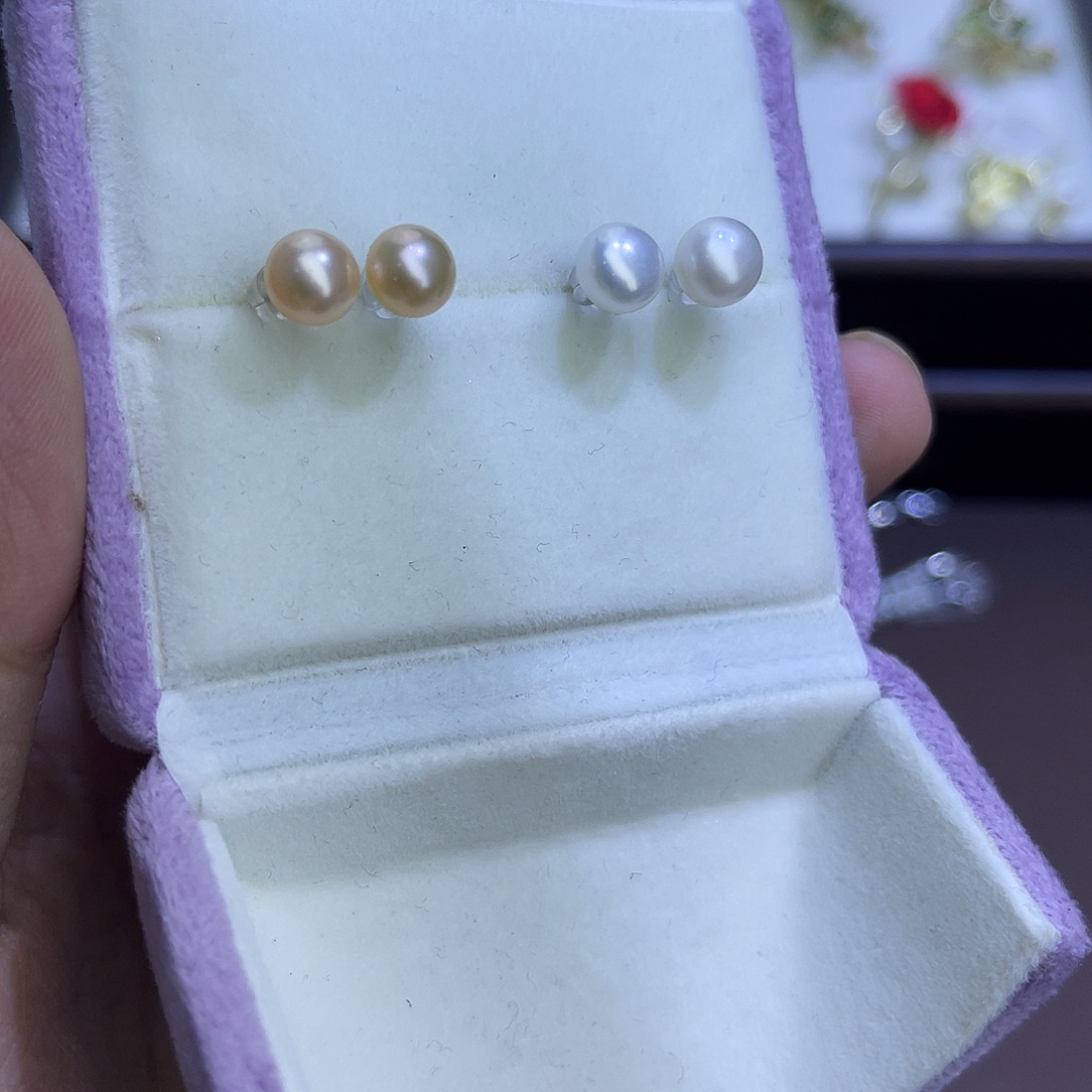 淡水珍珠耳饰银S925镶嵌