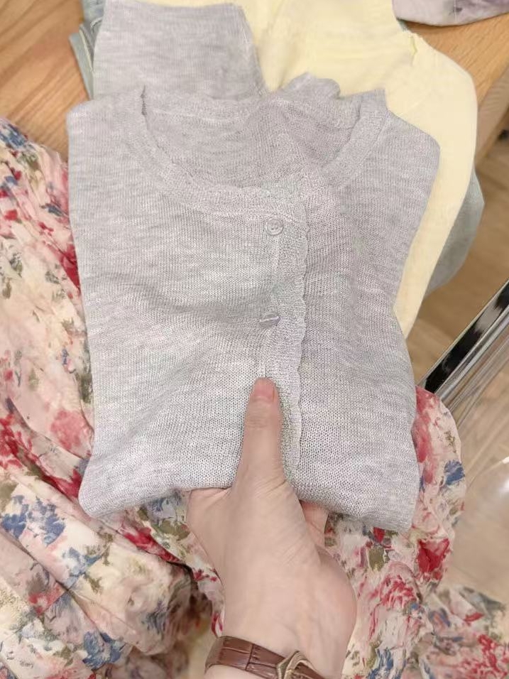 七言家巨好看！夏季ins穿搭雅灰清凉感花边开衫