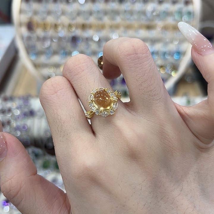 银S925镶嵌黄晶戒指
