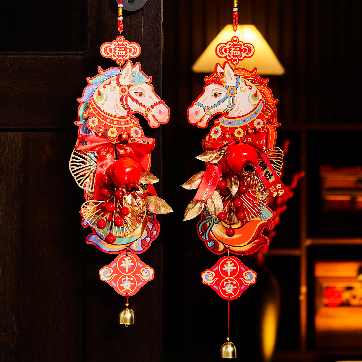 生肖挂饰新年装饰品挂件2026贺年马年氛围布置过年背景墙挂饰场景