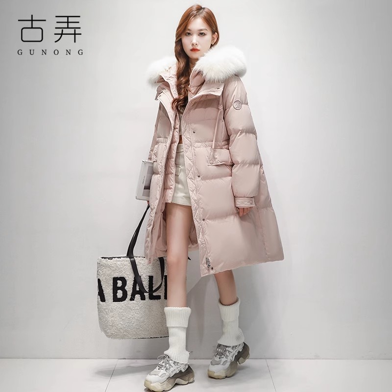 真狐狸大毛领白鸭绒羽绒服女中长款冬季加厚韩版宽松高级感超好看