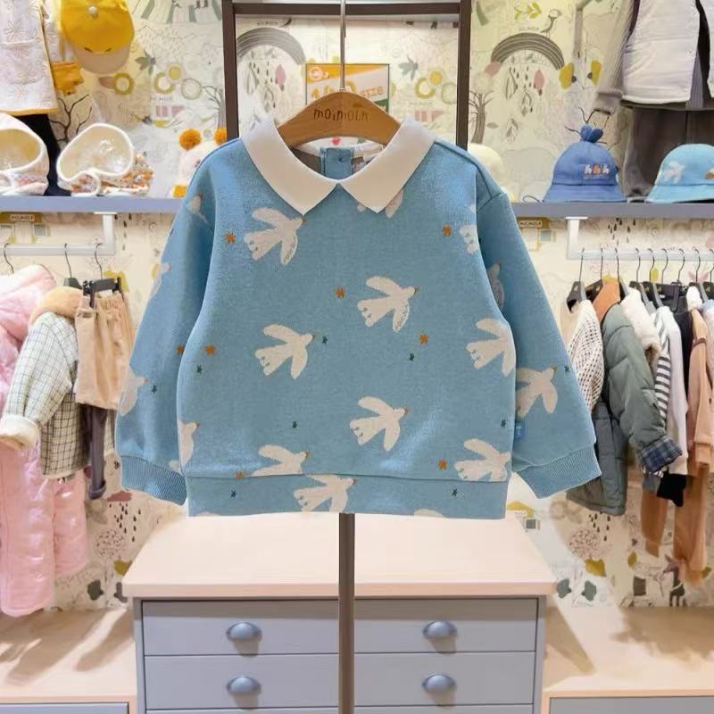 云朵 蓝色和平鸽翻领卫衣