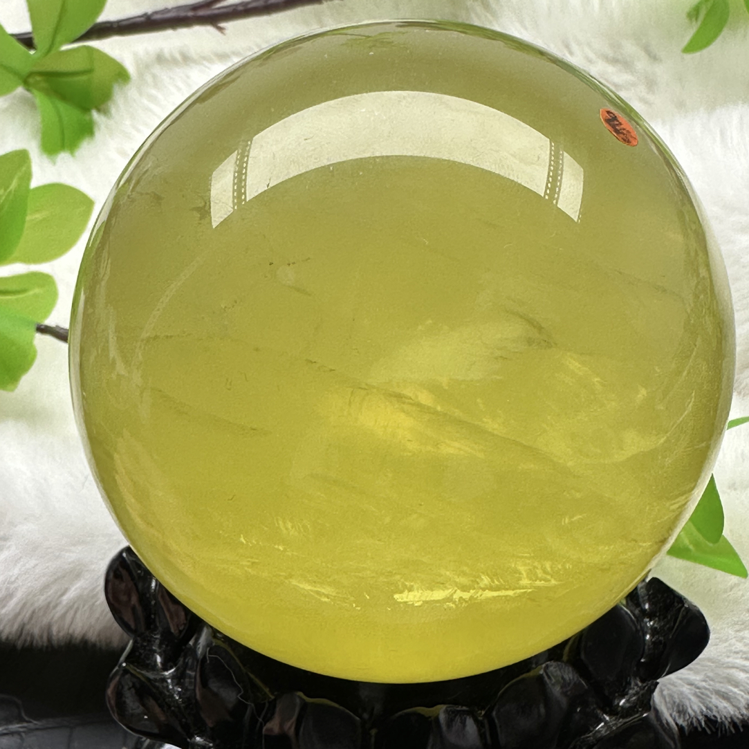 天然水晶球黄水晶球摆件9.1厘米