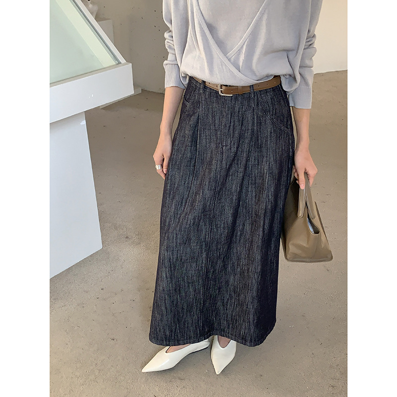 牛仔裙半身裙女春季复古中长款伞裙显瘦字裙子