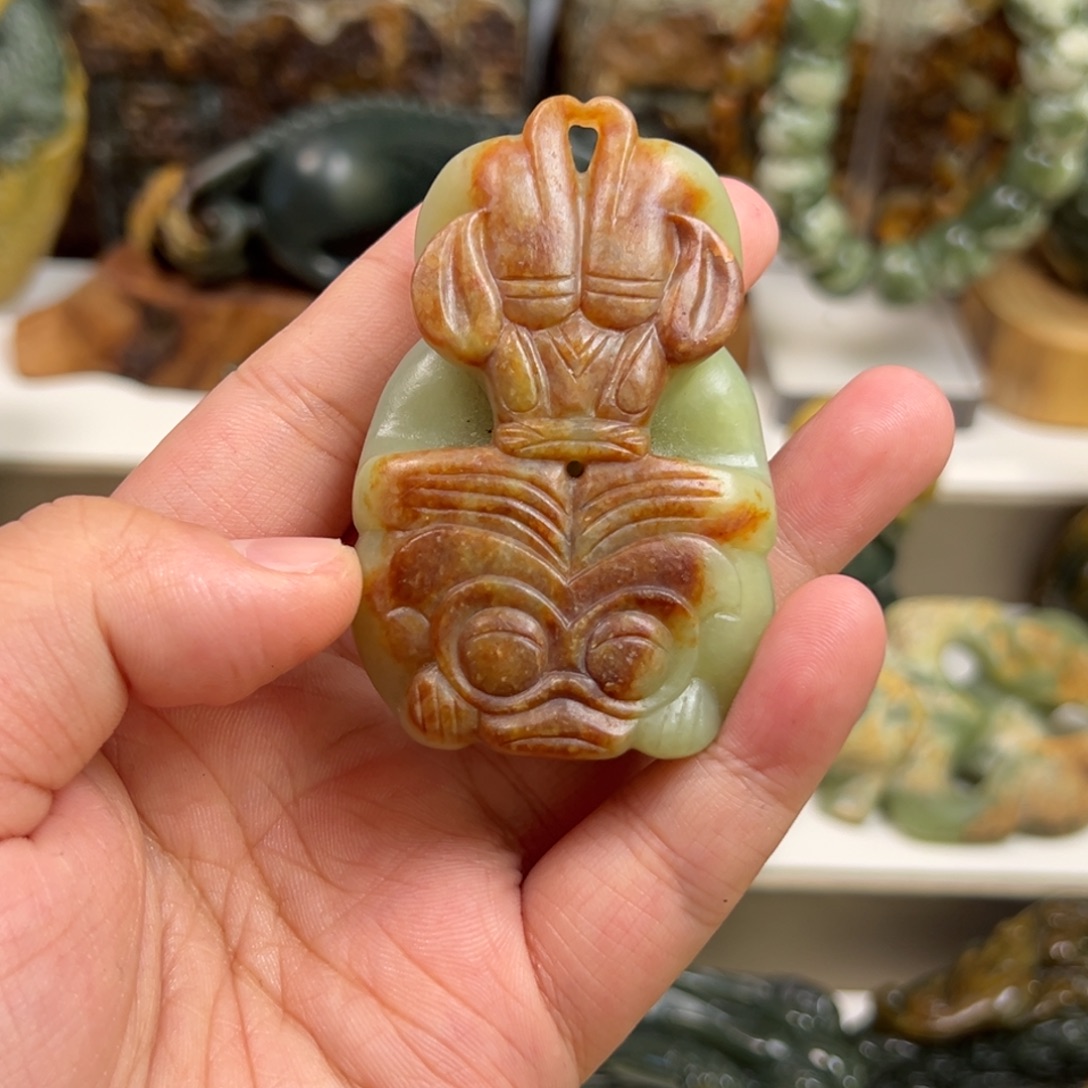 花***鬼岫岩河磨玉（透闪石质玉）未镶嵌把件