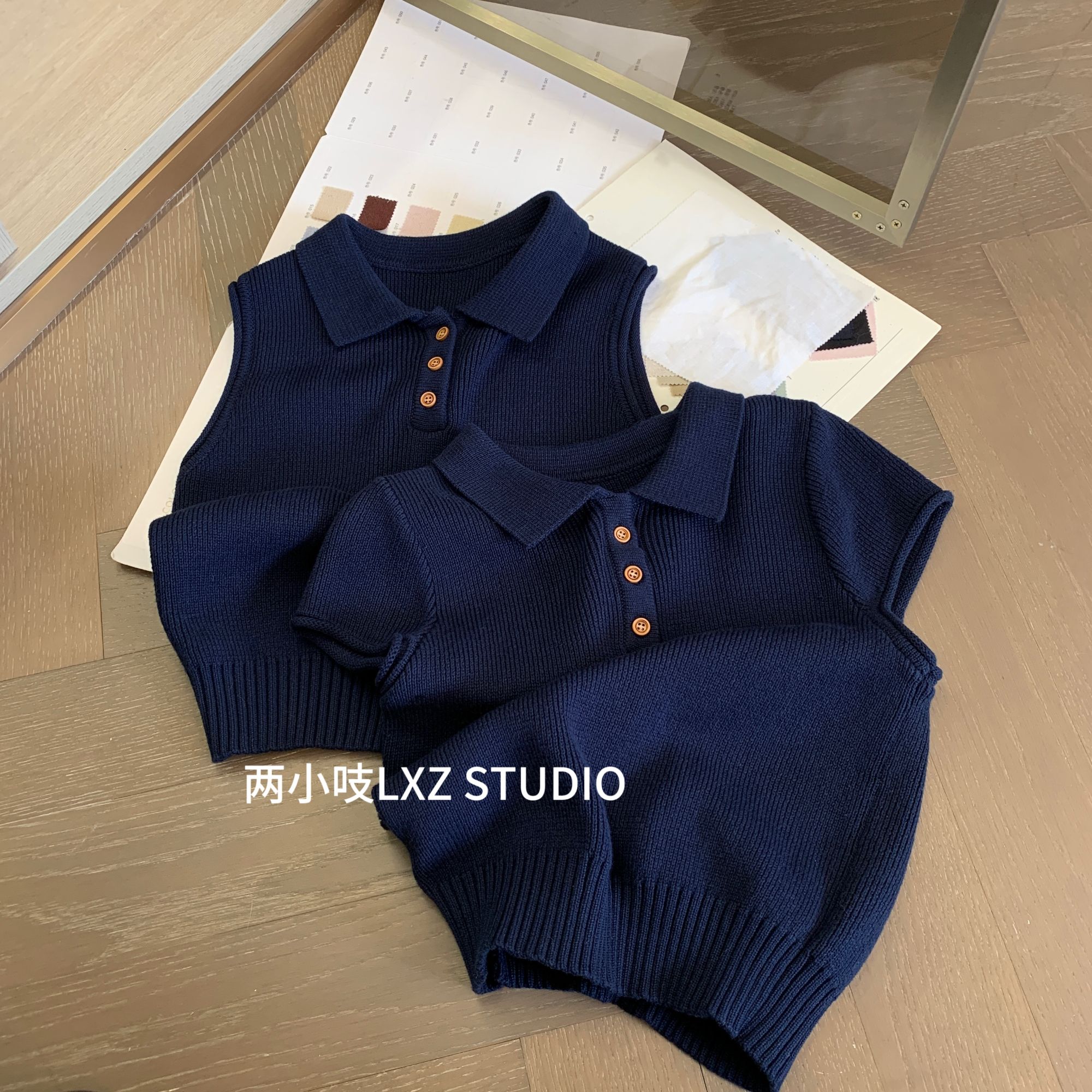 两小吱《miu系女孩》早秋新款抗起球棉纱可内搭可单穿百搭polo领