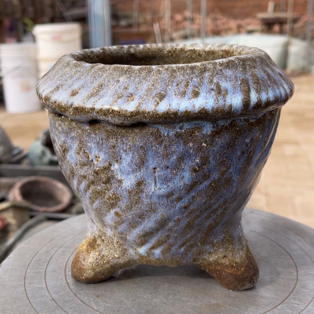 红陶粗砂陶手工花盆