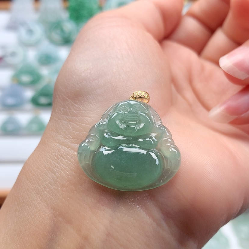 【闪购商品】翡翠吊坠(赠链)18K金镶嵌