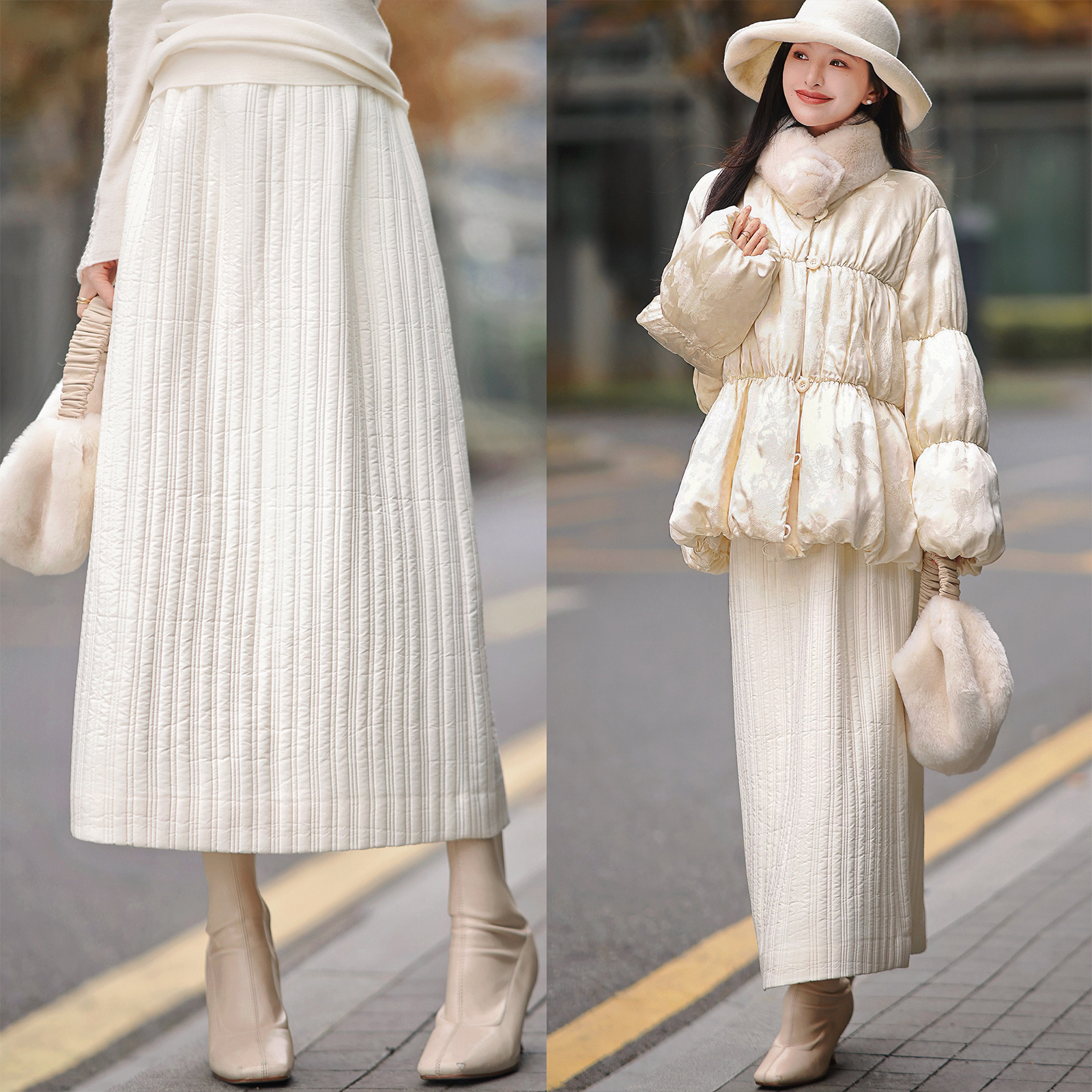 【赵大喜】白玉-夹棉半裙 | 极简风/加厚秋冬版本！松紧腰显瘦