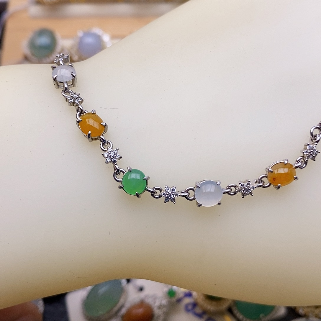 翡翠手链银S925镶嵌/1236