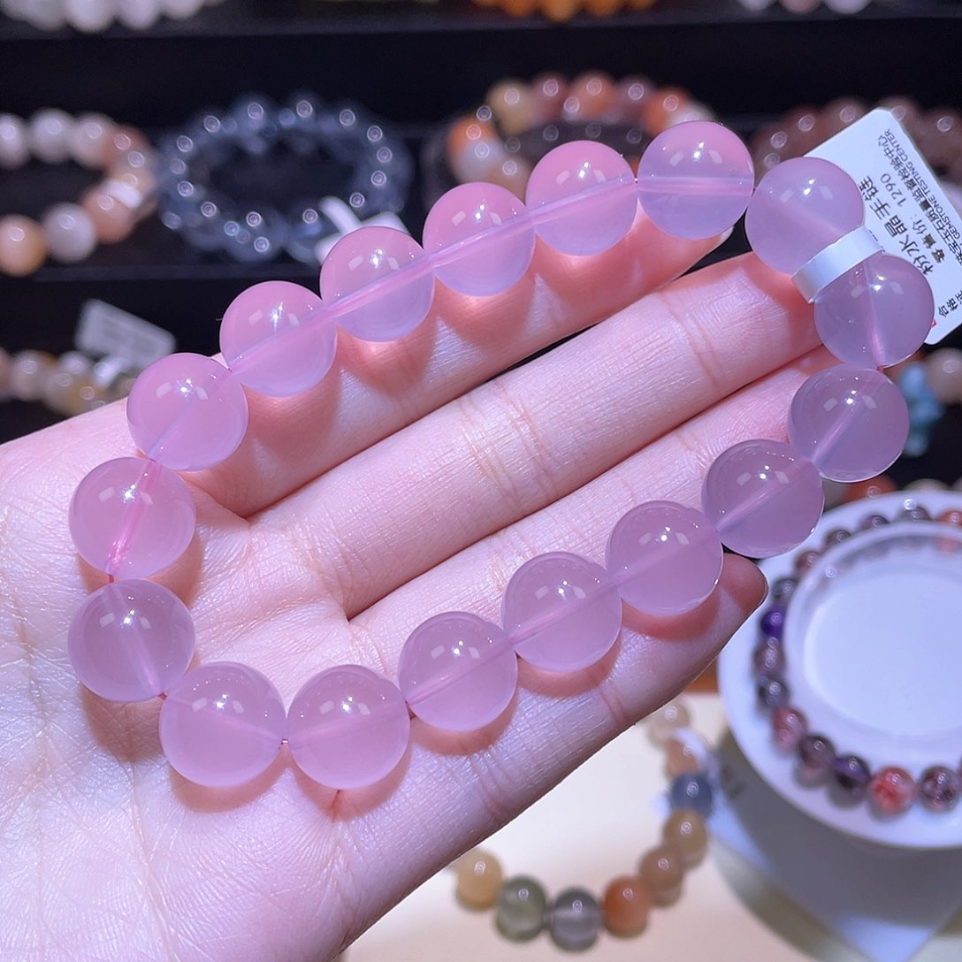 水晶手链未镶嵌粉水晶手链，晶体通透12.2