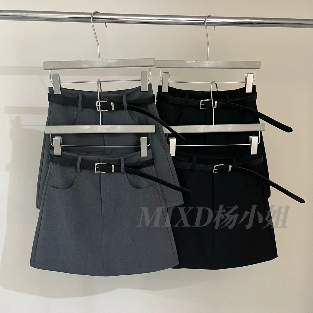 【MIXD杨小姐定制】夏款高腰A版防走光气质显瘦百搭腰带款短裙