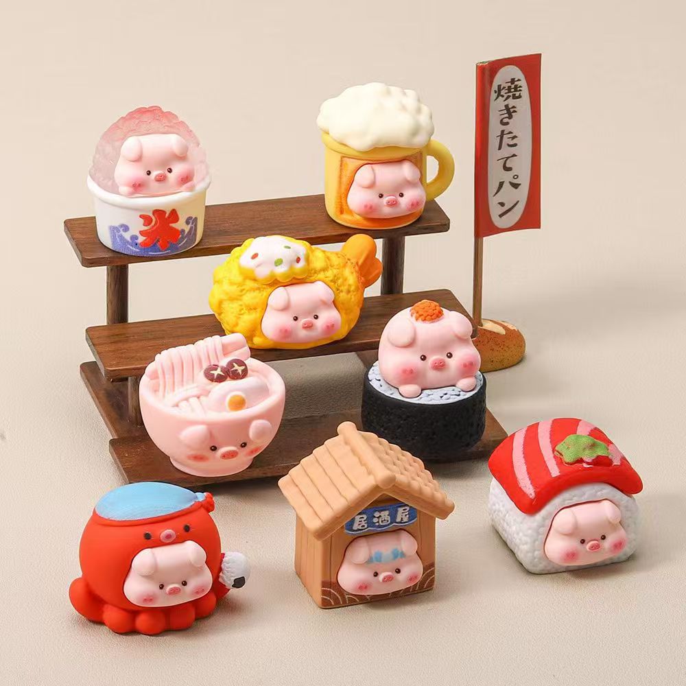 【九宫格+对对碰】食玩小猪diy树脂摆件