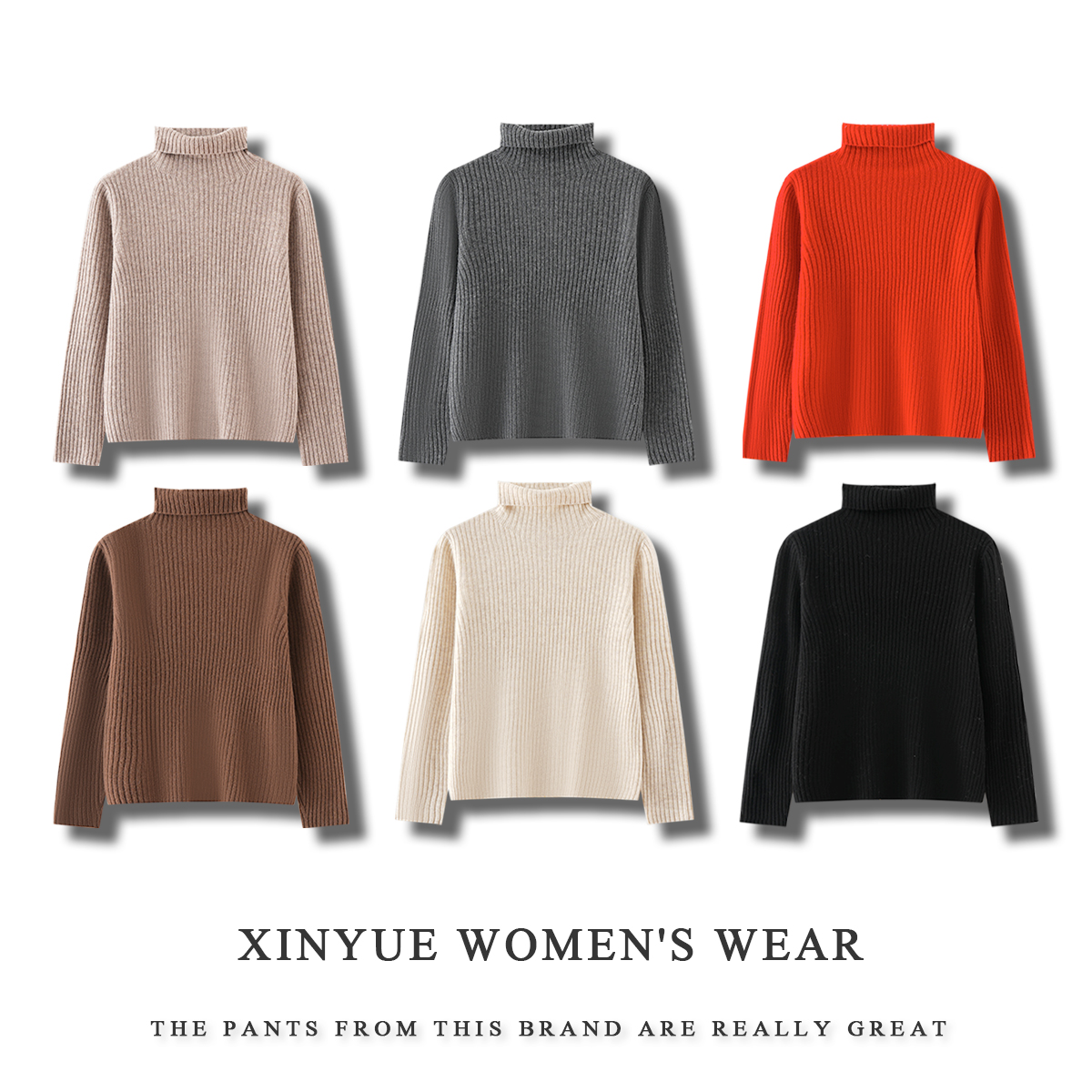 高领羊毛羊绒针织衫女士秋冬纯内搭衫秋冬时尚 F013-YC536