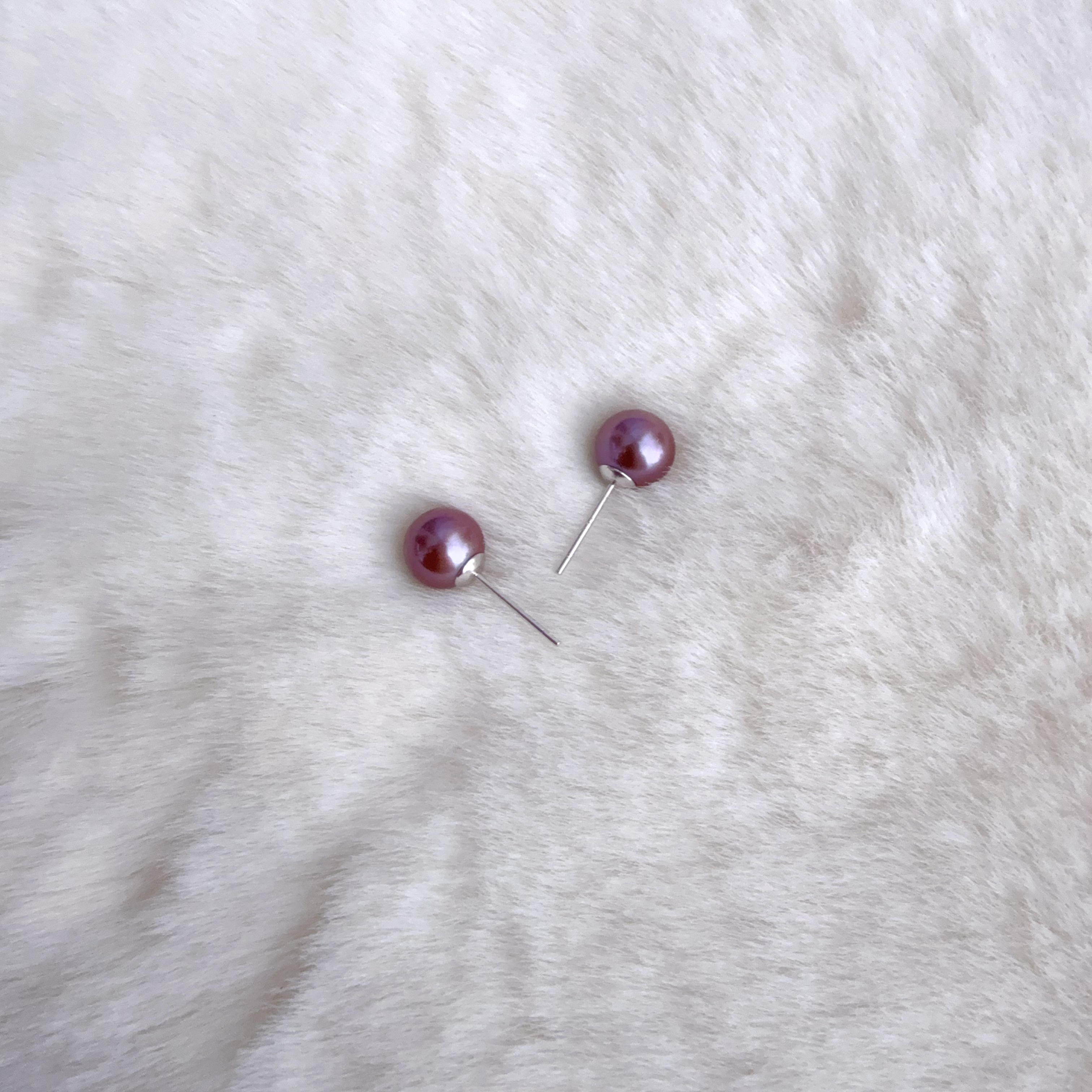 【船长甄选】 S925银 淡水 轻奢简约 妖紫色 耳钉 7-8mm