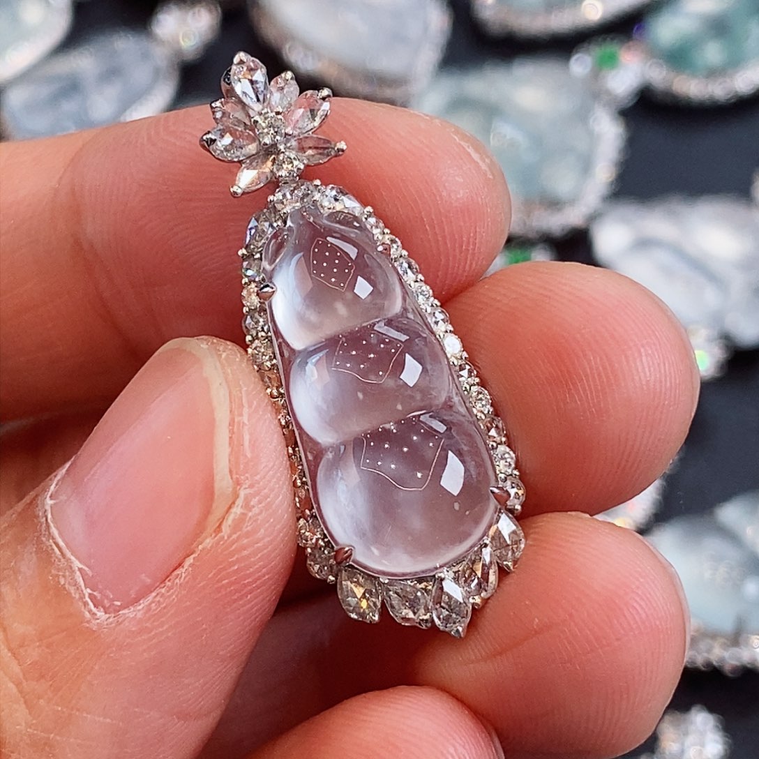 翡翠颈饰18K金镶嵌啊啊啊啊啊啊