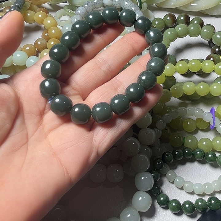 才***才和田玉未镶嵌手串12