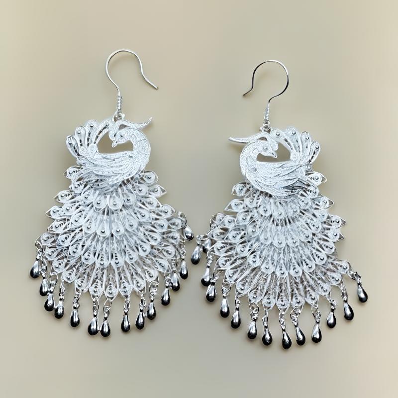 足银耳饰 黔韵银绣足银凤回头耳环春夏女款新款爆款高级感正品