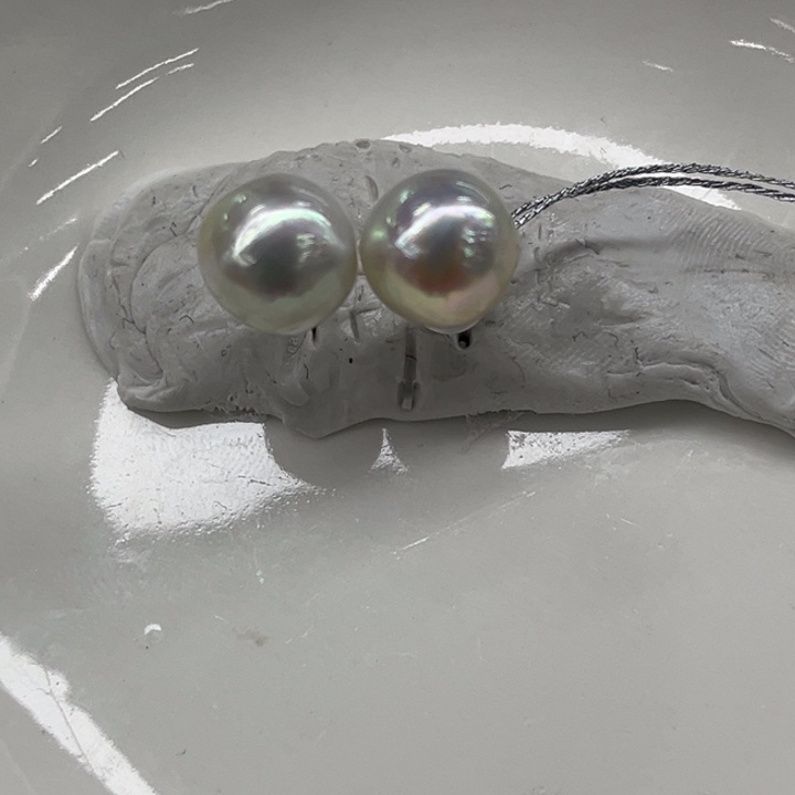 银S925镶嵌耳饰海水珍珠10mm