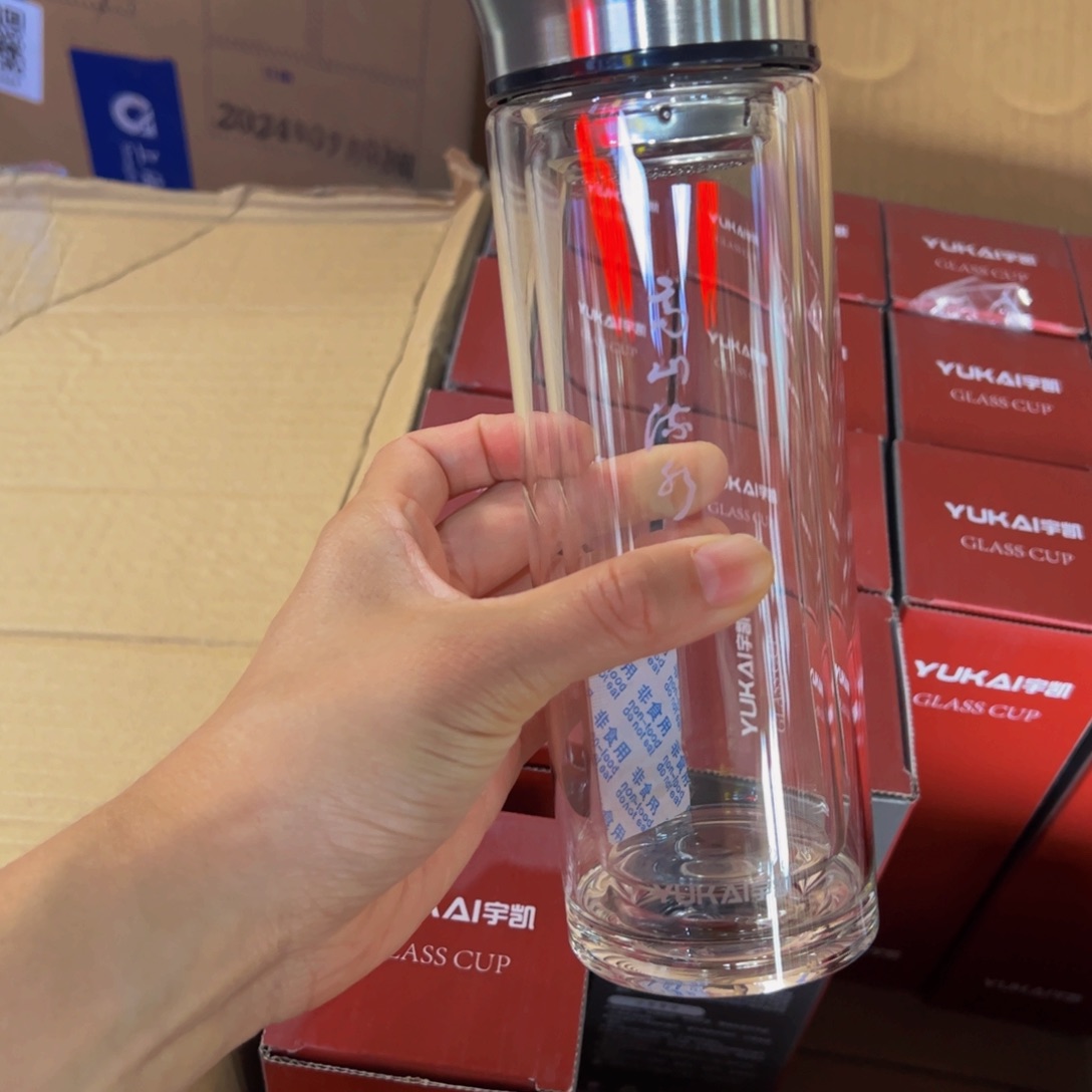 宇剀玻璃杯高三流水双层玻璃杯380玻璃杯玻璃杯