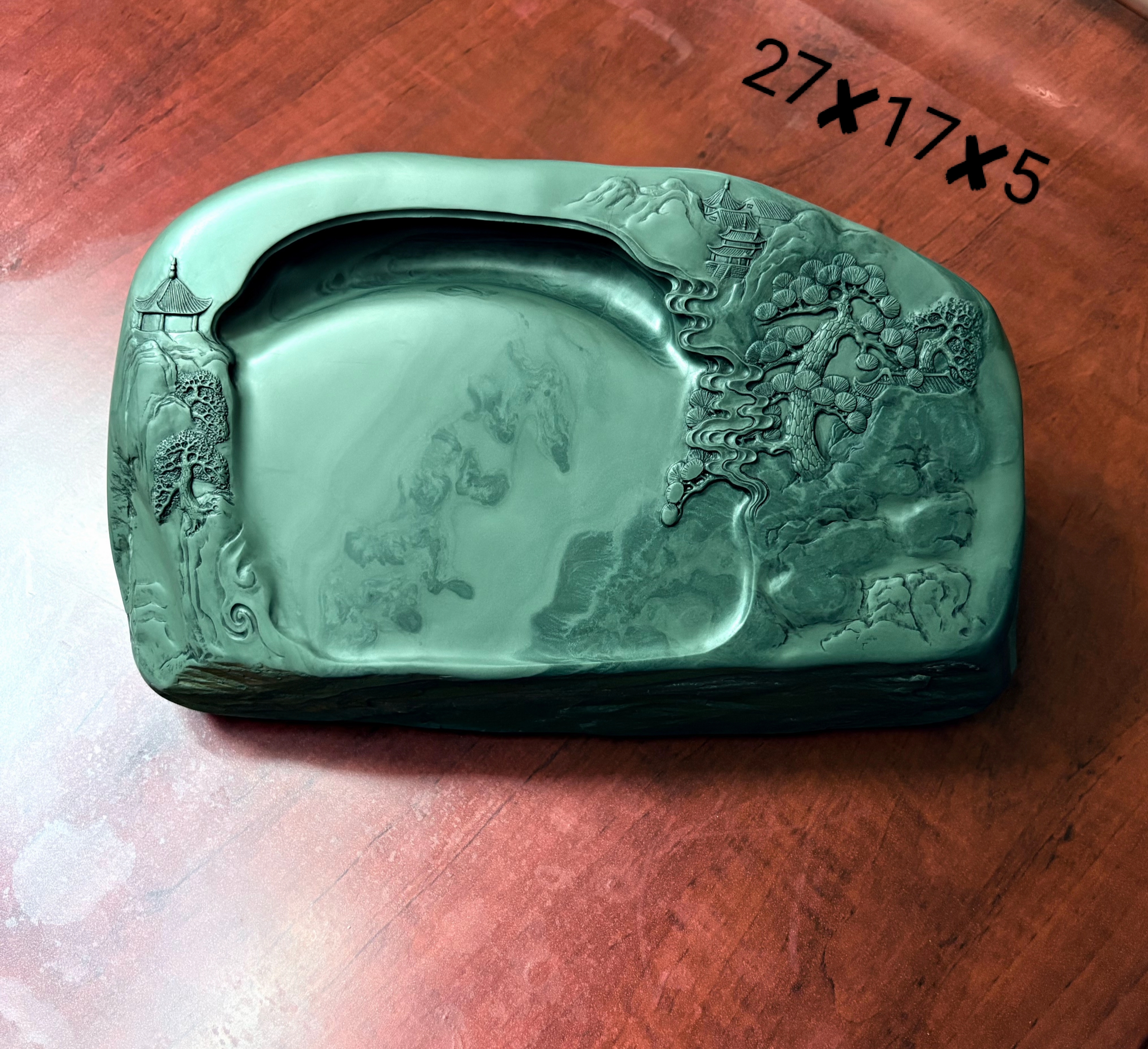 水泉老坑石山水风景砚尺寸大小看图