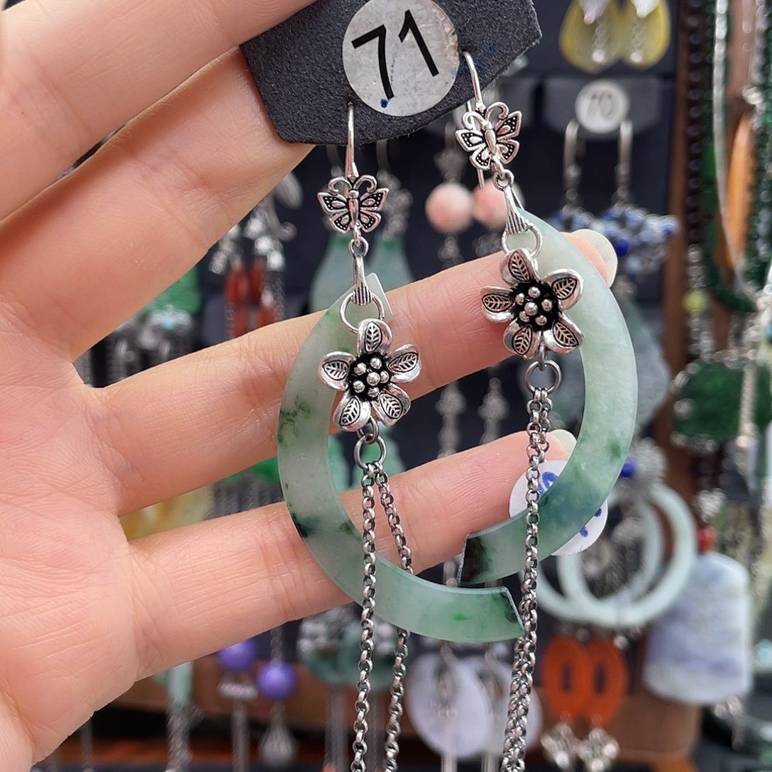 翡翠银S925镶嵌耳饰*️***379ghjhhh