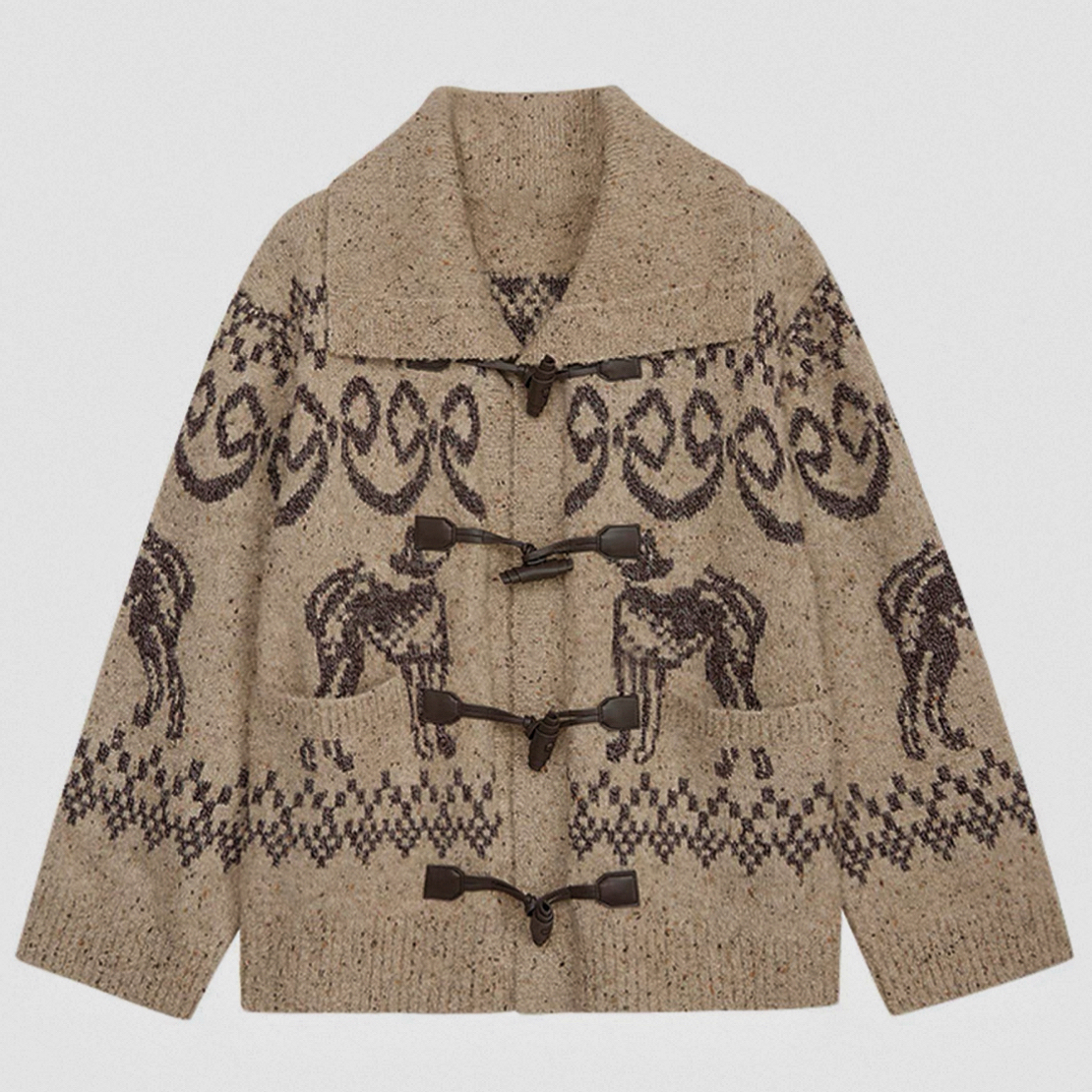 现货 25秋冬 DZ针织开衫2025冬季新款复古大翻领肌理感外套女