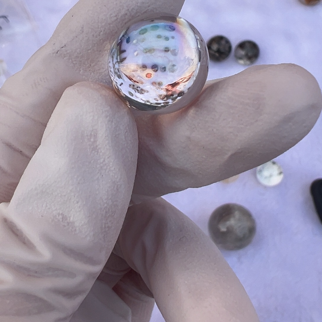 水晶七彩14.5mm单珠定制不退换未镶嵌叁*?