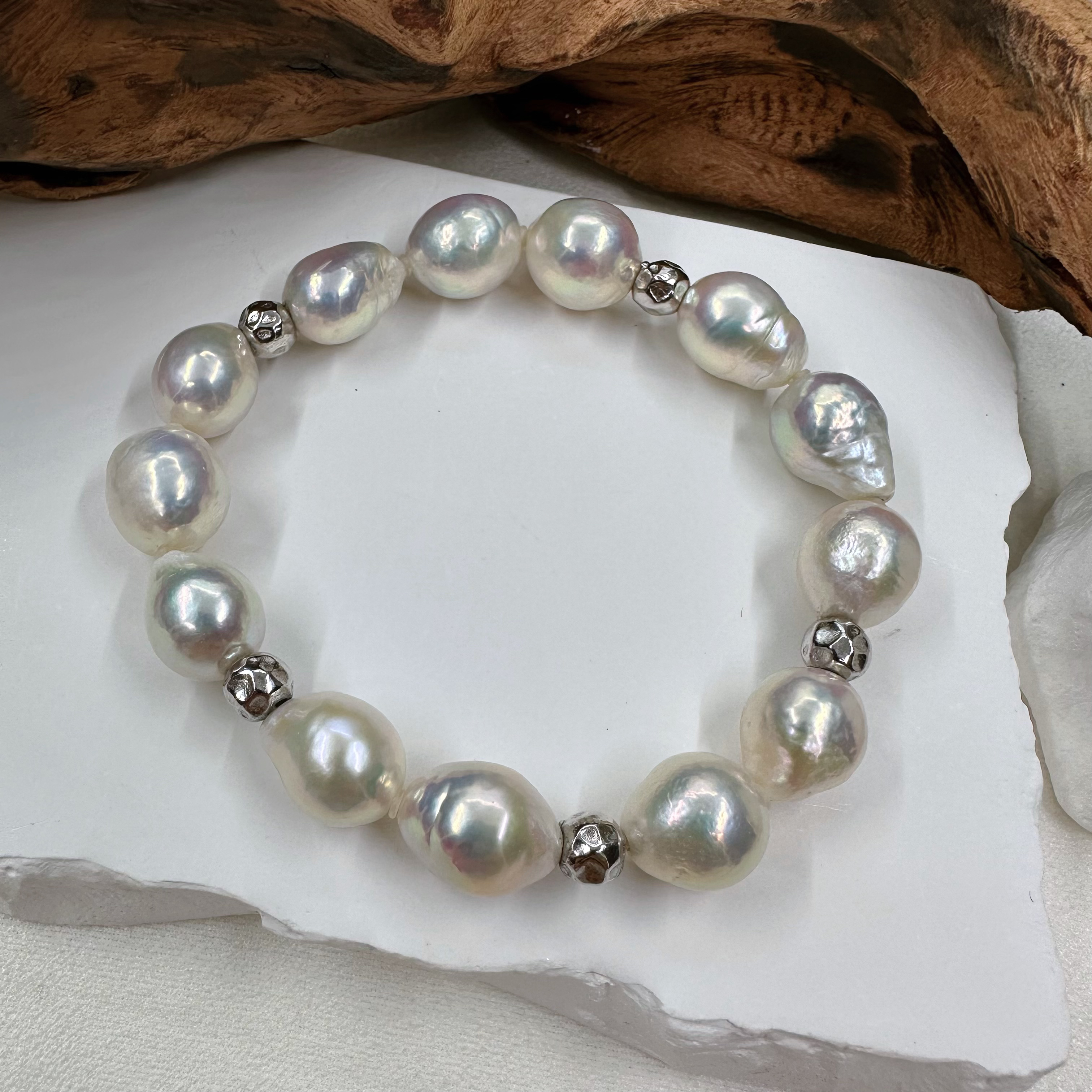 淡水珍珠手链 糖纸皱巴手链水滴型巴洛克手链点位10-11mm手围16.8