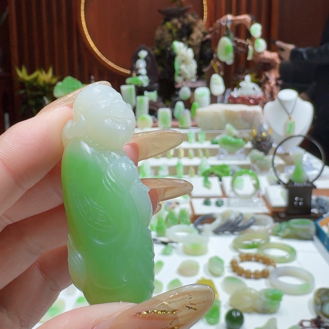 和田玉翠青 佛未镶嵌