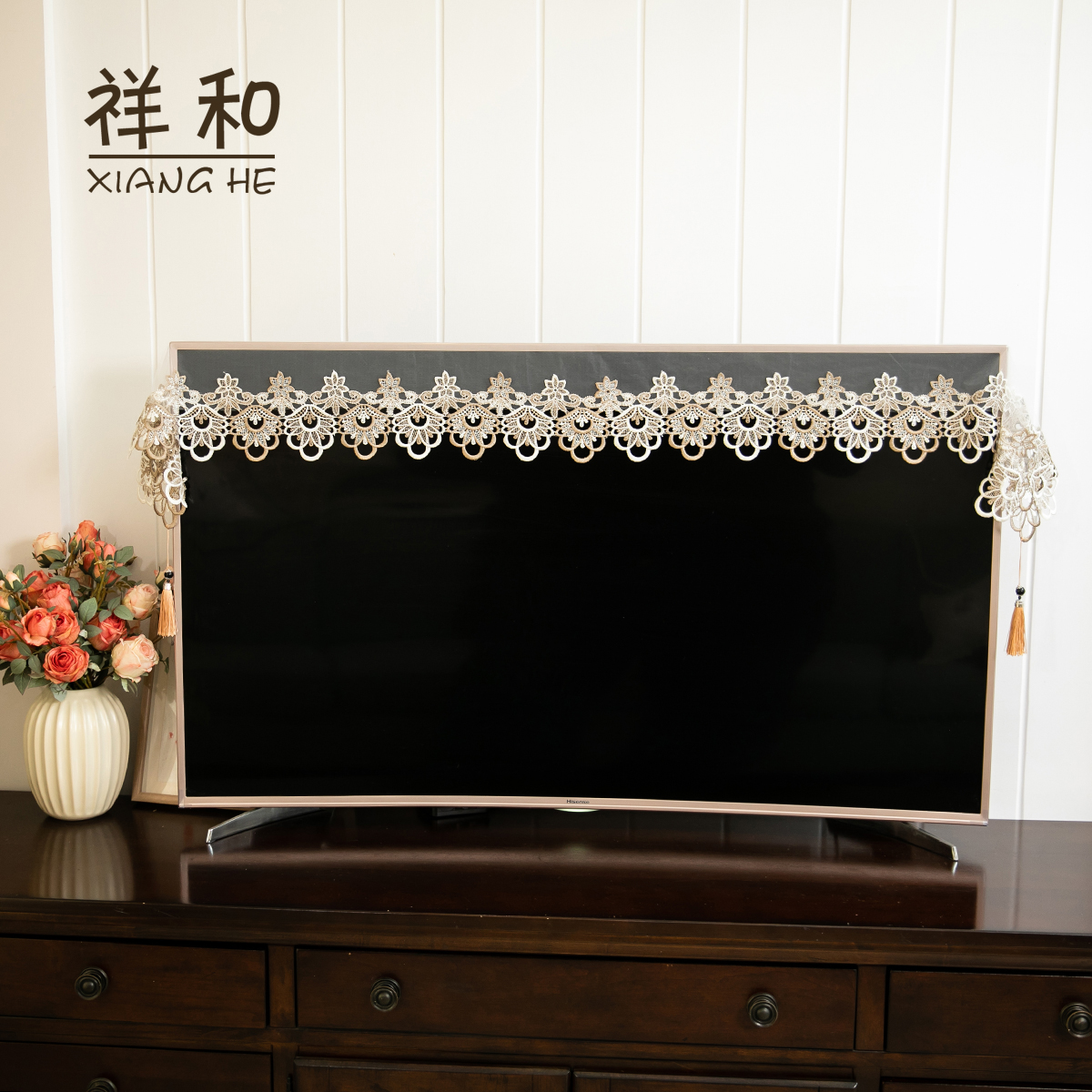 B001-1 网纱（40*160CM) 玛瑙灰蕾丝桌旗盖巾  40-55寸电视机