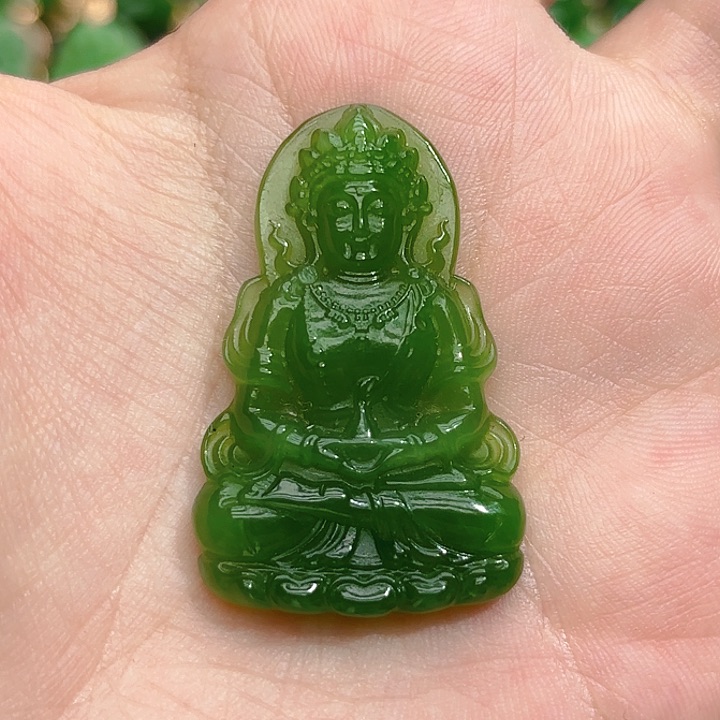 和田玉（碧玉）颈饰18K金镶嵌