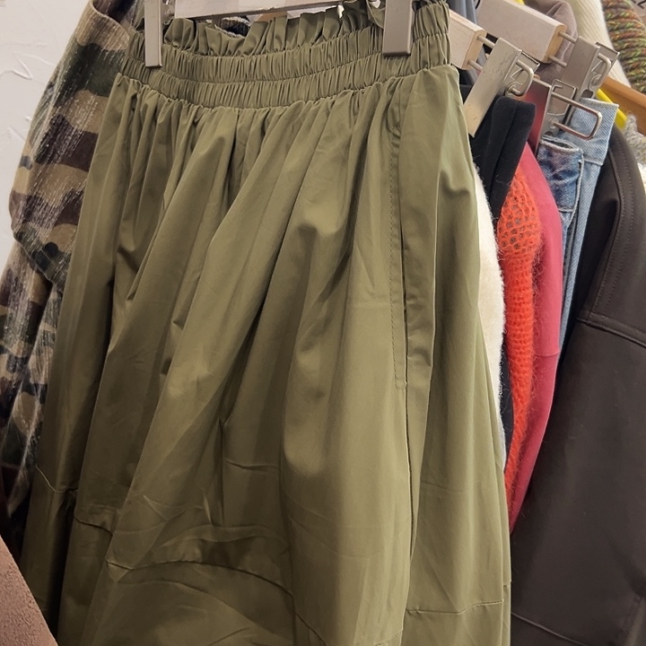 要***斤今天新款 军绿色松紧腰半身裙长裙M