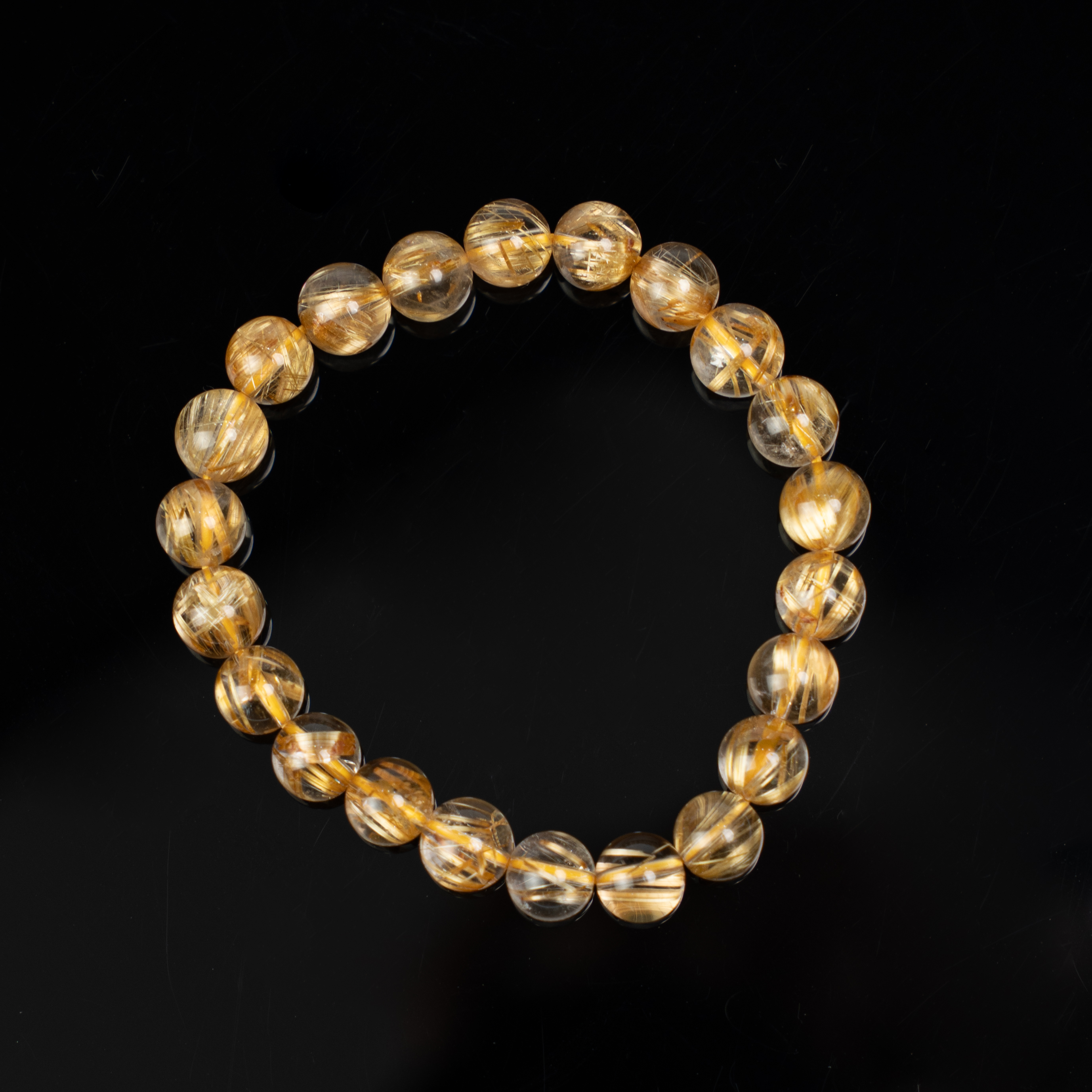 【壹芳珠宝】天然原矿水晶金板钛单圈8-9mm