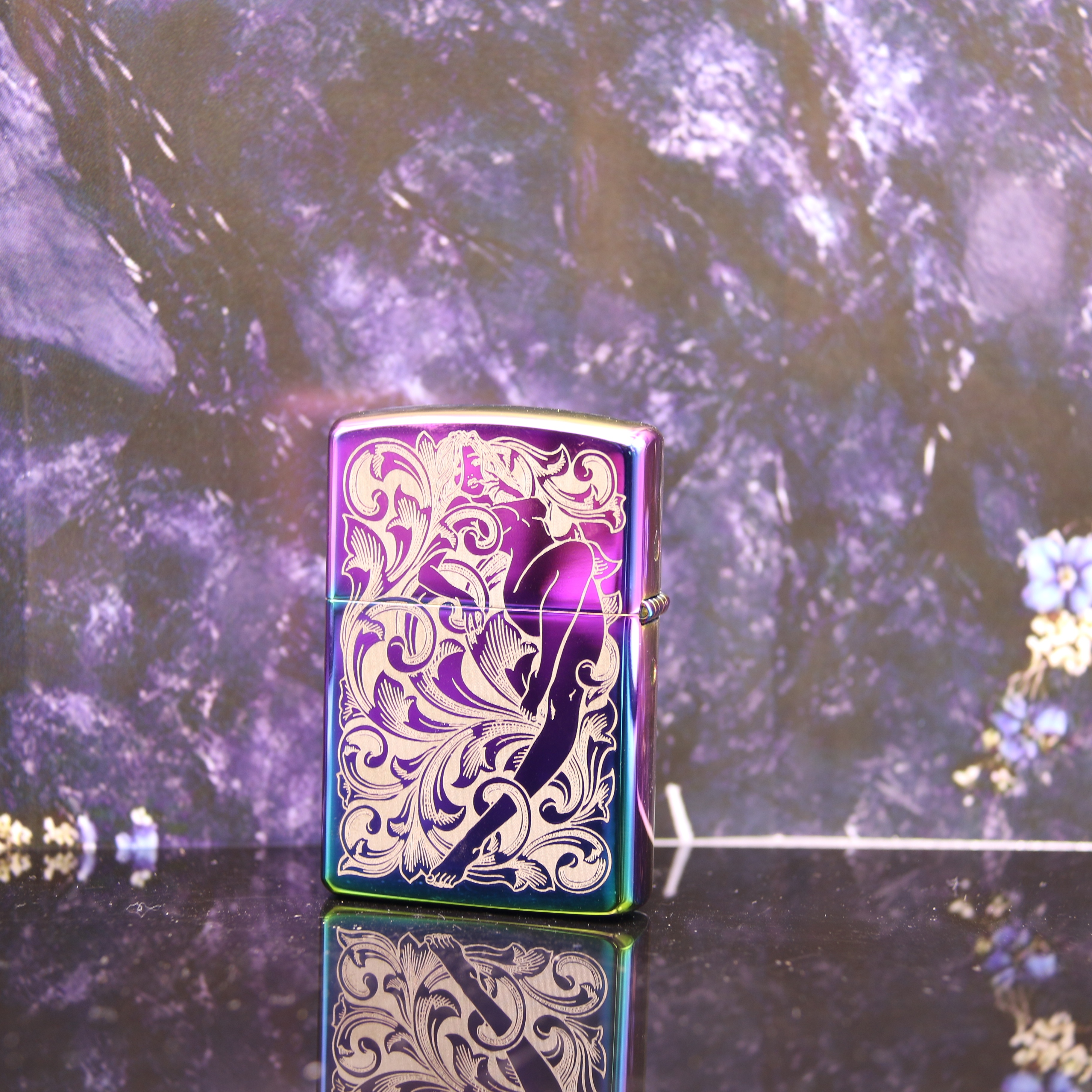 幻彩财色双收双面高档防风煤油打火机