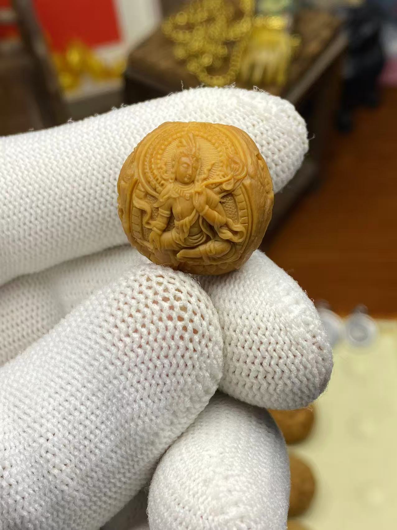 纯手工猴头雕刻单籽敦煌度母