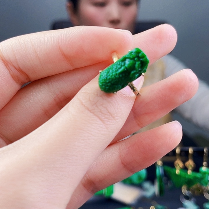 翡翠戒指银S925镶嵌饰品