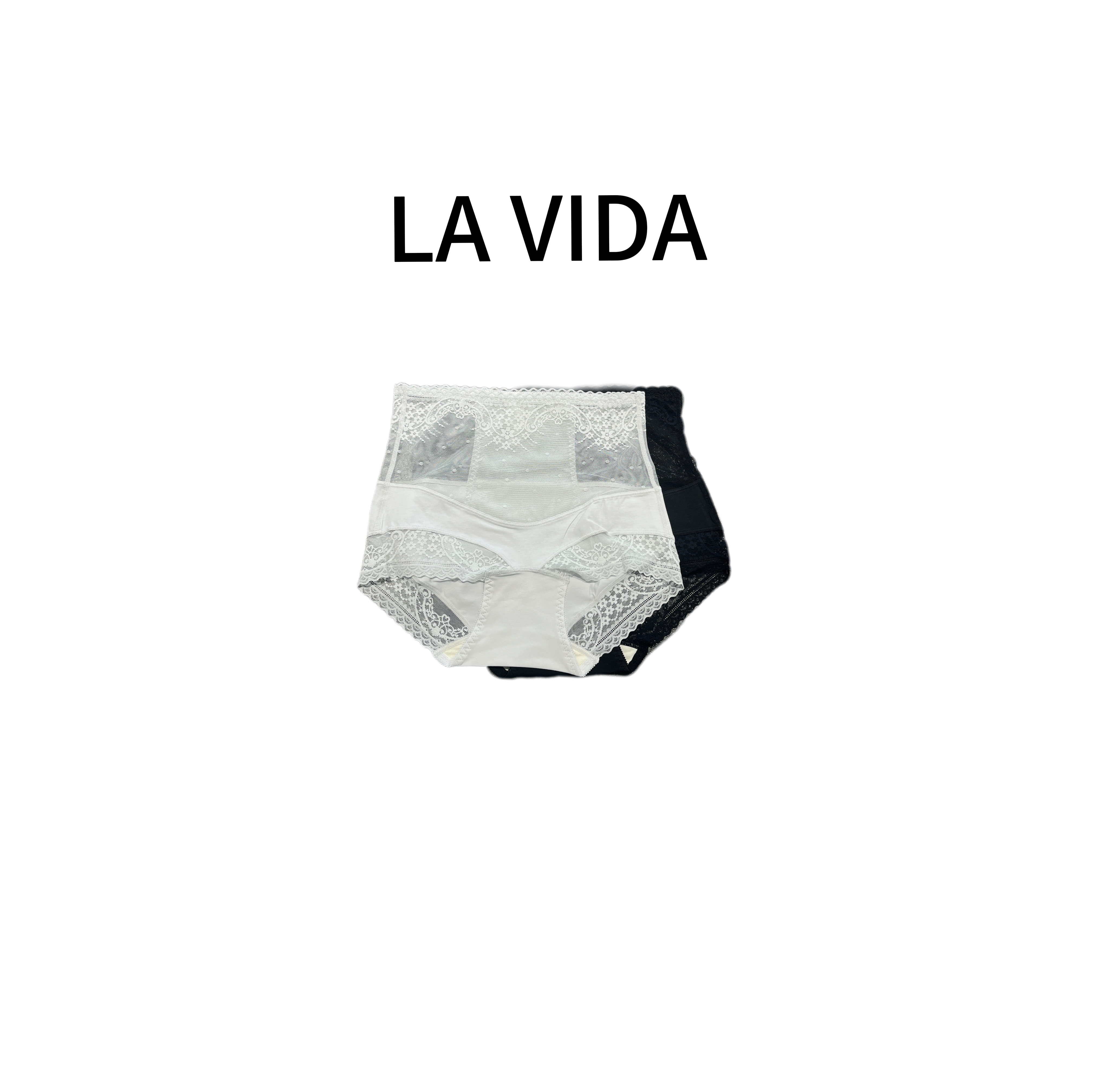 LA VIDA-2条装蕾丝高腰轻束裤打底短裤