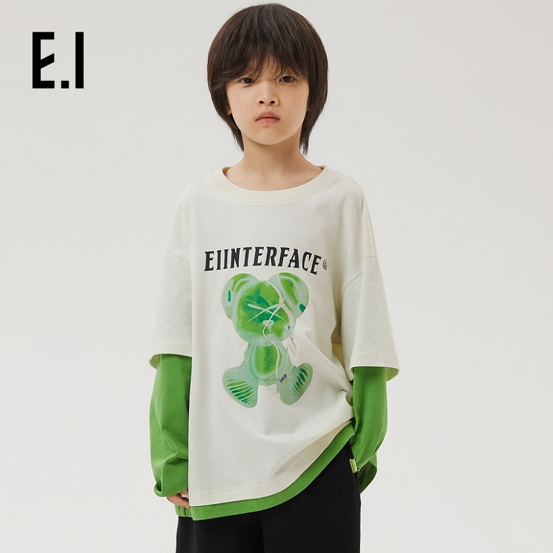 ei童装儿童假两件长袖T恤春装男女童打底衫D8241012537