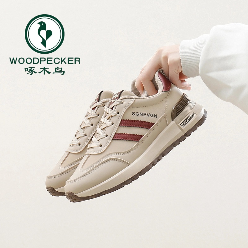 啄木鸟2025春季新款学生韩版老爹鞋子女跑步运动厚底增高休闲街拍