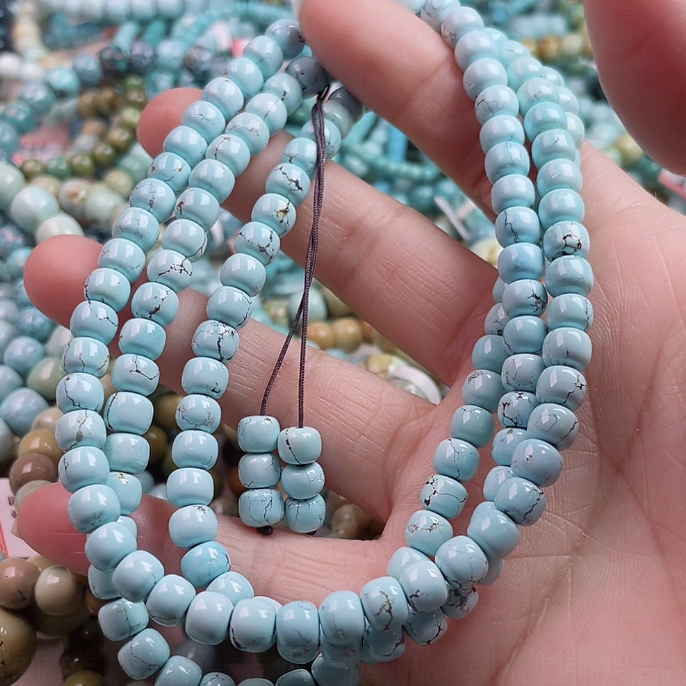 原矿高瓷绿松石老型108项链手串尺寸6.2左右无坑无裂