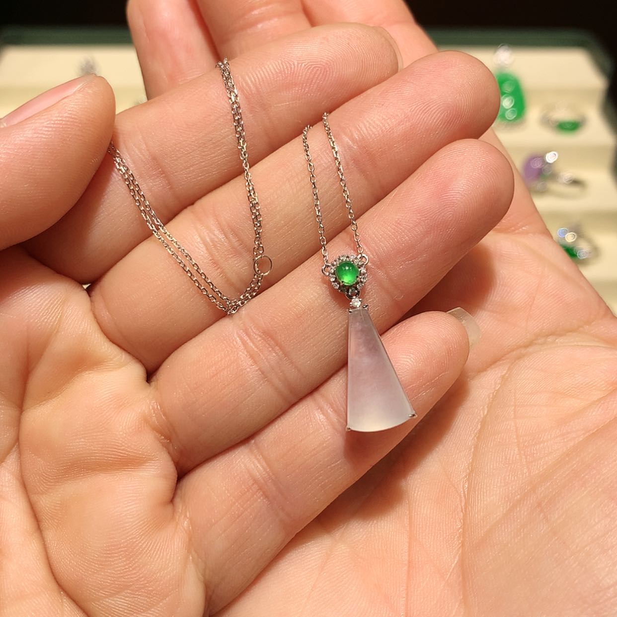 【闪购商品】翡翠颈饰18K金镶嵌缅甸A货