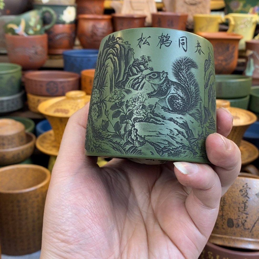 紫砂杯子宜兴全手工紫砂杯