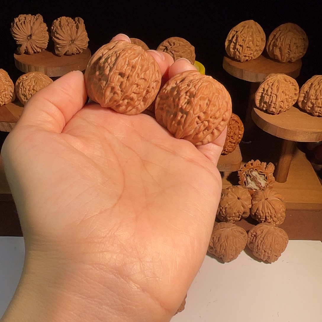 文玩核桃把件35双龟正磨